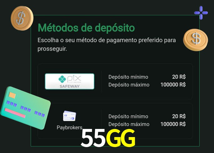 O cassino 55GG oferece uma grande variedade de métodos de pagamento